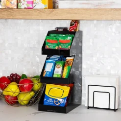 Mind Reader 5-Compartment Coffee, Tea, Utensil and Condiment Countertop Organizer, Black (3TCORG-BLK)