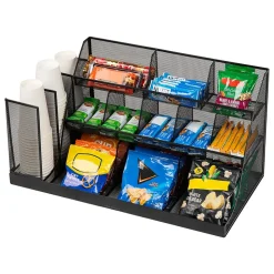 Mind Reader 14-Compartment Metal Coffee Cup and Condiment Organizer, Black (CMG2MESH-BLK 14)