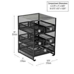 Mind Reader Metal 5-Compartment Tea Bag Organizer, 120 Tea Bag Capacity, Black (MMTDR5-BLK)