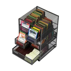 Mind Reader Metal 5-Compartment Tea Bag Organizer, 120 Tea Bag Capacity, Black (MMTDR5-BLK)