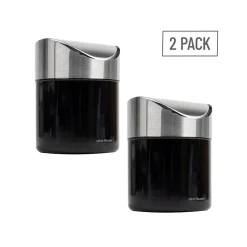 Mind Reader Metal Countertop Trash Can with Swivel Lid, 0.40 Gallon, Black, 2/Set (2GARBASK-BLK)