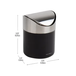 Mind Reader Metal Countertop Trash Can with Swivel Lid, 0.40 Gallon, Black, 2/Set (2GARBASK-BLK)