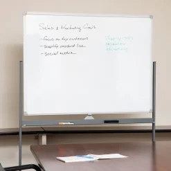 Mind Reader Mobile Double-Sided Dry-Erase Whiteboard, Aluminum Frame, 47" x 35.5" (ROLLBOARD-WHT)