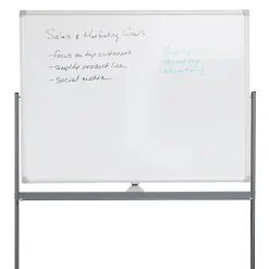 Mind Reader Mobile Double-Sided Dry-Erase Whiteboard, Aluminum Frame, 47