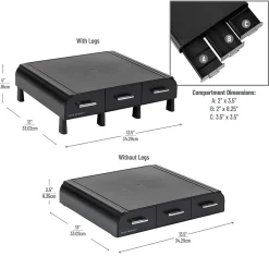 Mind Reader Monitor Stand and Desktop Organizer with 3 Storage Drawers, Black (MONSTA3D-BLK)
