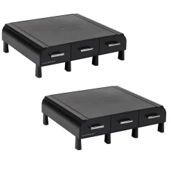 Mind Reader Monitor Stand and Desktop Organizer with 3 Storage Drawers, Black, 2/Pack (2MONSTA3D-BLK)