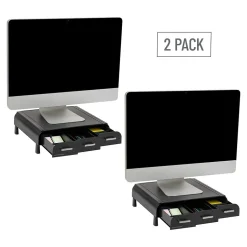 Mind Reader Monitor Stand and Desktop Organizer with 3 Storage Drawers, Black, 2/Pack (2MONSTA3D-BLK)