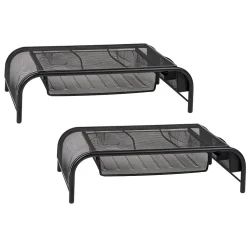 Mind Reader Monitor Stand with Paper Tray, Up to 24" Monitor, Black, 2/Pack (2MESHMON-BLK)