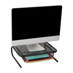 Mind Reader Monitor Stand Ventilated with Paper Tray, Black (MESHKING-BLK)
