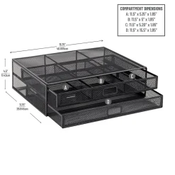 Mind Reader Monitor Stand Laptop Riser with Storage Drawer, Black (2TDMESHY-BLK)