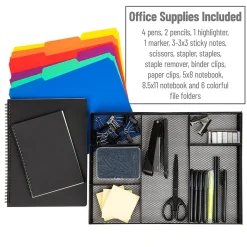 Mind Reader Monitor Stand with Office Supplies Included, Black (MONSET-BLK)