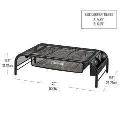 Mind Reader Monitor Stand with Paper Tray, Metal, Black (MESHMONSTA-BLK)