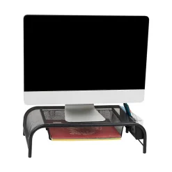 Mind Reader Monitor Stand with Paper Tray, Metal, Black (MESHMONSTA-BLK)