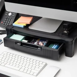 Mind Reader Monitor Stand Riser with Storage Drawer, Black (DRPLMONST-BLK)