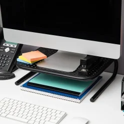 Mind Reader Monitor Stand and Ventilated Laptop Riser, Black (METMONST-BLK)