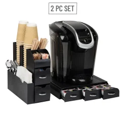 Mind Reader Plastic Coffee Pod Drawer 14 Compartment Condiment Organizer Set, 36 Pod Capacity, Black (CMB02-BLK)