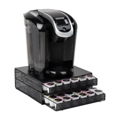 Mind Reader Plastic Coffee Pod Organizer with 2 Drawers, 72 Pod Capacity, Black (DBMTRAY-BLK)