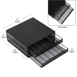 Mind Reader Plastic Coffee Pod Organizer with 2 Drawers, 72 Pod Capacity, Black (DBMTRAY-BLK)