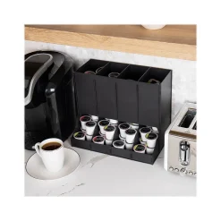 Mind Reader Plastic 4-Compartment Single Serve Coffee Pod Dispenser, 120 Pod Capacity, Black (CPODBK-BLK)