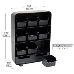 Mind Reader Plastic 11-Drawer Tea Bag Organizer, Black (TBORG-BLK)