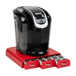 Mind Reader Plastic Single Serve Coffee Pod Storage Drawer, 36 Pod Capacity, Red (TRAY6-RED)