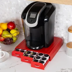 Mind Reader Plastic Single Serve Coffee Pod Storage Drawer, 36 Pod Capacity, Red (TRAY6-RED)