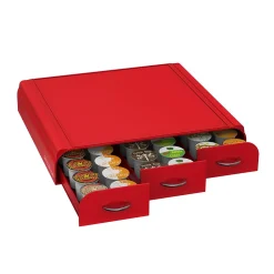 Mind Reader Plastic Single Serve Coffee Pod Storage Drawer, 36 Pod Capacity, Red (TRAY6-RED)