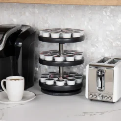 Mind Reader Plastic 3-Tier Single Serve Pod Carousel, 45 Pod Capacity, Black (PODSUS45-BLK)