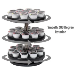 Mind Reader Plastic 3-Tier Single Serve Pod Carousel, 45 Pod Capacity, Black (PODSUS45-BLK)