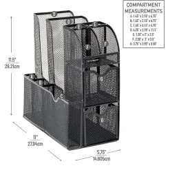 Mind Reader 3-Tier 11-Compartment Metal Cup and Condiment Countertop Organizer, Black (MESHCAD-BLK)