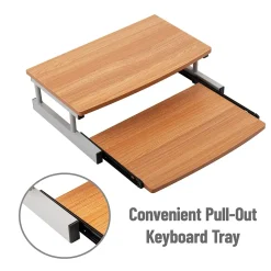 Mind Reader 2-Tier Monitor Stand with Sliding Keyboard Drawer, Brown (2TSLIDE-BRN)