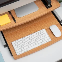 Mind Reader 2-Tier Monitor Stand with Sliding Keyboard Drawer, Brown (2TSLIDE-BRN)