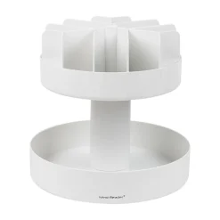 Mind Reader 2-Tier Plastic Lazy Susan Coffee Countertop Organizer, White (SNACKCAR-WHT)
