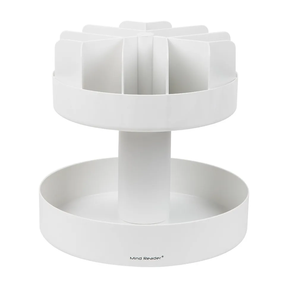 Mind Reader 2-Tier Plastic Lazy Susan Coffee Countertop Organizer, White (SNACKCAR-WHT)