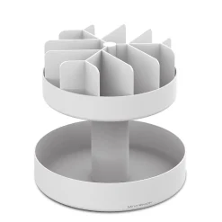 Mind Reader 2-Tier Plastic Lazy Susan Coffee Countertop Organizer, White (SNACKCAR-WHT)