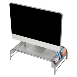 Mind Reader Ventilated Monitor Stand with Side Storage, Silver (MESHM-SIL)