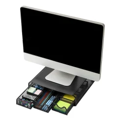 Mind Reader Ventilated Monitor Stand, Metal, Black (MONMESH-BLK)