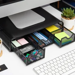 Mind Reader Ventilated Monitor Stand, Metal, Black (MONMESH-BLK)