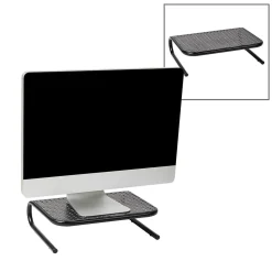 Mind Reader Ventilated Monitor Stand, Holds up to 44 lbs., Metal, Black, 2/Pack (2METMONST-BLK)