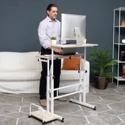 Mind Reader Woodland Collection 21"W Manual Adjustable Standing Desk, White (SDROLLXL-WHT)