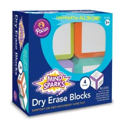 Mind Sparks Write-On Blocks Plastic Mobile Dry-Erase Whiteboard, 3" x 3", 2/Bundle (CK-9306-2)