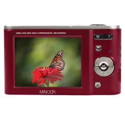 Minolta 44 MP Digital 2.7K Quad HD Camera, 16x Digital Zoom, Red (MND20-R)