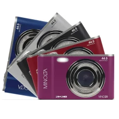 Minolta 44 MP Digital 2.7K Quad HD Camera, 16x Digital Zoom, Red (MND20-R)