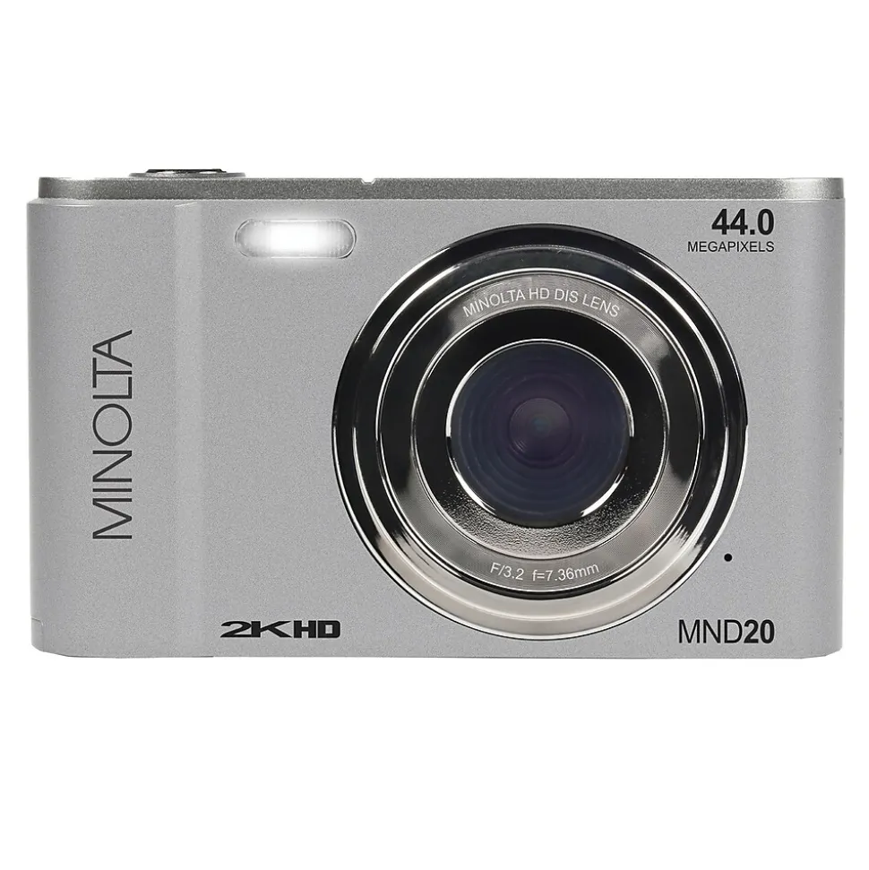 Minolta 44 MP Digital 2.7K Quad HD Camera, 16x Digital Zoom, Silver (MND20-S)