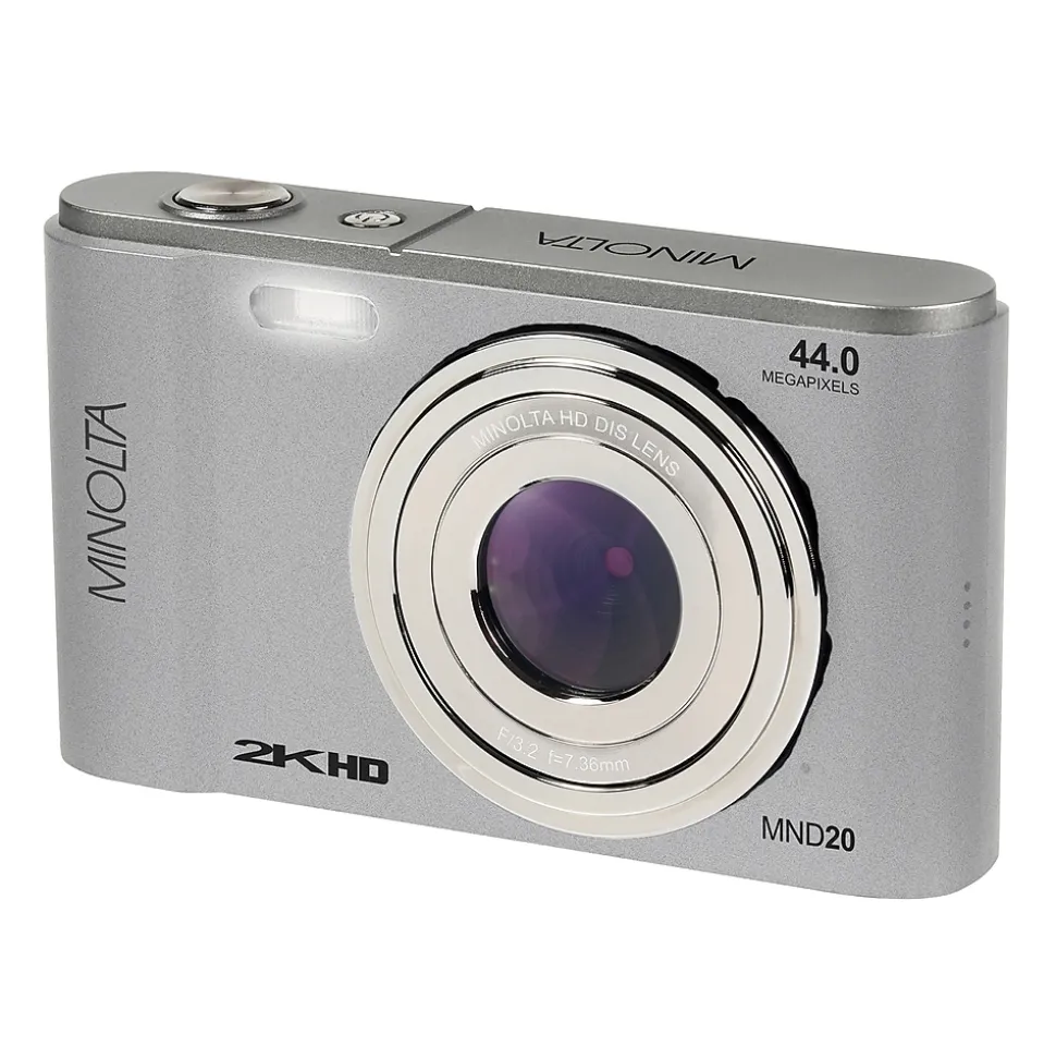 Minolta 44 MP Digital 2.7K Quad HD Camera, 16x Digital Zoom, Silver (MND20-S)