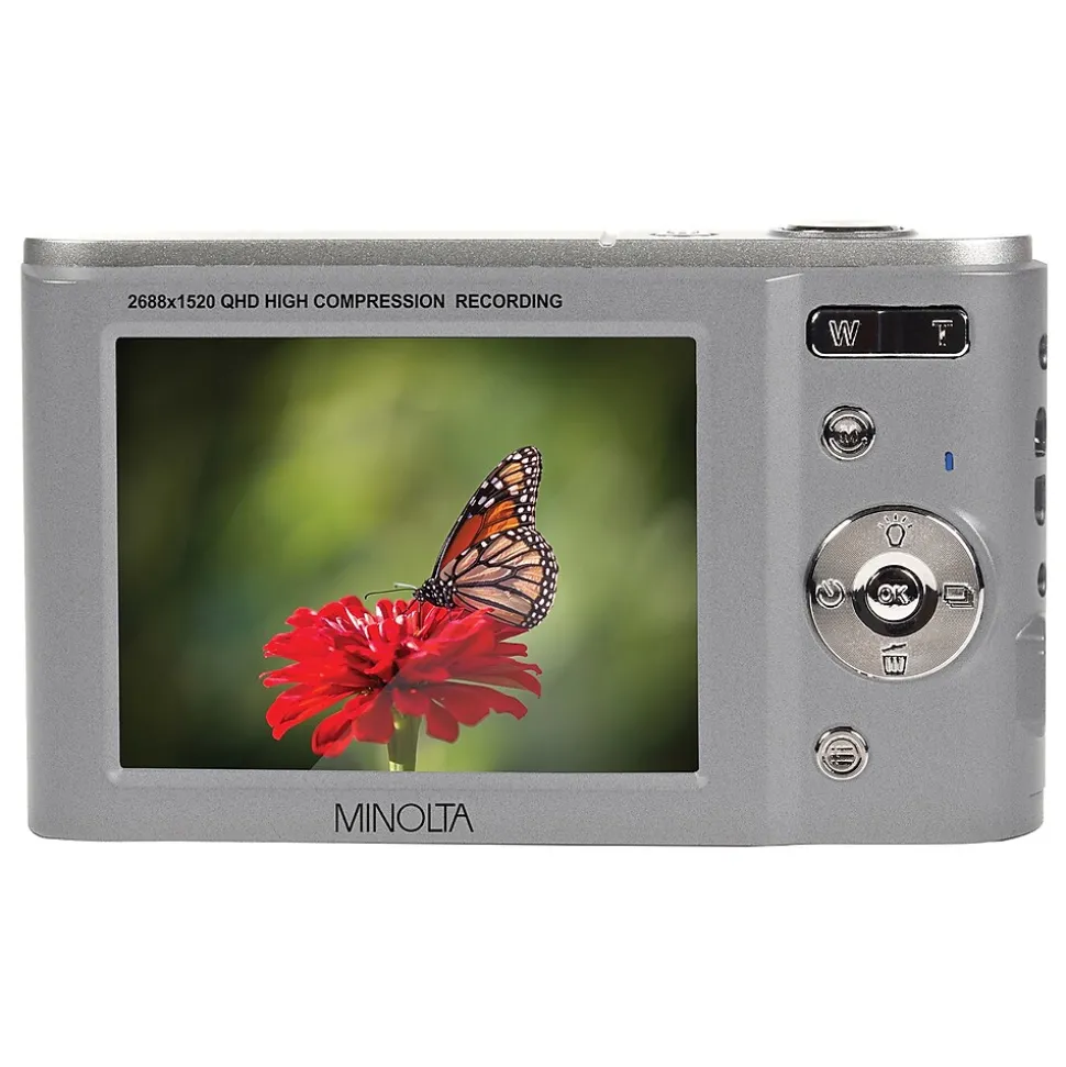 Minolta 44 MP Digital 2.7K Quad HD Camera, 16x Digital Zoom, Silver (MND20-S)