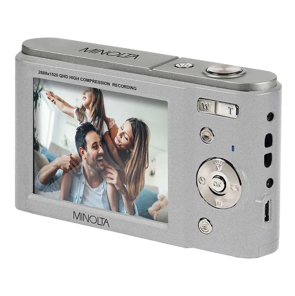 Minolta 44 MP Digital 2.7K Quad HD Camera, 16x Digital Zoom, Silver (MND20-S)