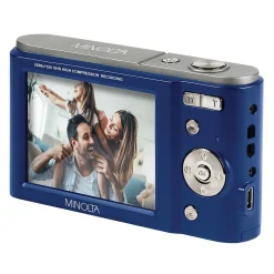 Minolta 44 MP/2.7K Quad HD Digital Camera with 16x Digital Zoom, Blue (MND20-BL)