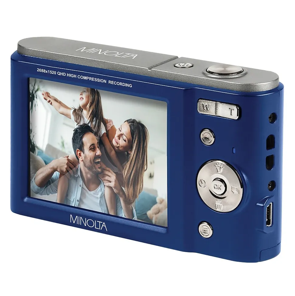 Minolta 44 MP/2.7K Quad HD Digital Camera with 16x Digital Zoom, Blue (MND20-BL)