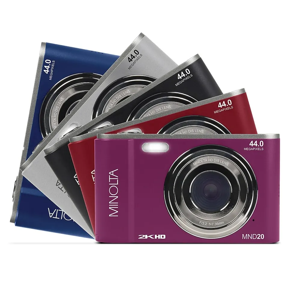 Minolta 44 MP/2.7K Quad HD Digital Camera with 16x Digital Zoom, Blue (MND20-BL)